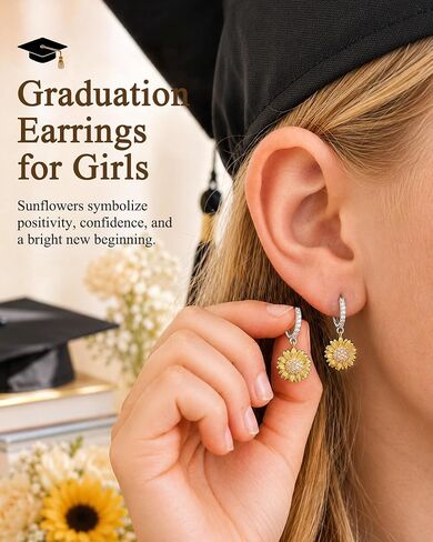 5th Grade Graduation Gifts - Hypoallergenic Sunflower Hoop Earrings Elementary School Graduation Gifts in Saudi Arabia