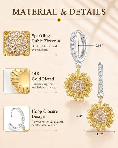 5th Grade Graduation Gifts - Hypoallergenic Sunflower Hoop Earrings Elementary School Graduation Gifts in Saudi Arabia