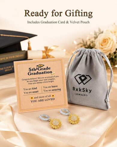 5th Grade Graduation Gifts - Hypoallergenic Sunflower Hoop Earrings Elementary School Graduation Gifts in Saudi Arabia