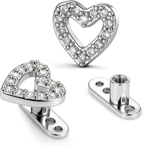 UBGICIG 14G Dermal Jewelry, Surgical Steel Dermal Piercing Kit Hypoallergenic, Anchor Cross Heart Dermal Tops Body Piercings Dainty CZ Microdermal Piercing kits for Women Men in Kuwait