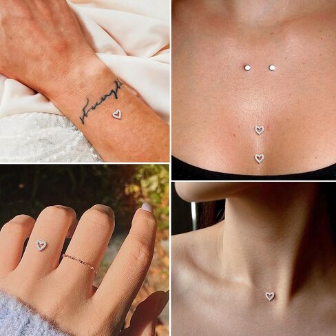 UBGICIG 14G Dermal Jewelry, Surgical Steel Dermal Piercing Kit Hypoallergenic, Anchor Cross Heart Dermal Tops Body Piercings Dainty CZ Microdermal Piercing kits for Women Men in Kuwait