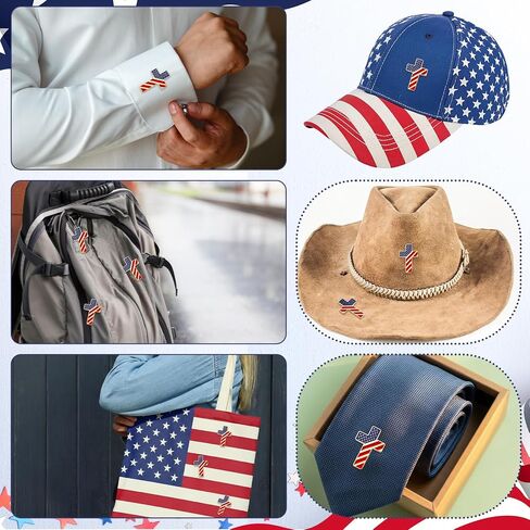 Landical 24 Pcs Patriotic Cross American Flag Lapel Pins Bulk Metal 3D USA Flag Brooches Pins for 250 Anniversary Patriotic Suits Jackets Hats Backpacks Clothes Decor in Kuwait