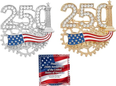 250th Anniversary Enamel Brooch Pin, 1776-2026 Patriotic Floral Star Badg American Birthday Rhinestone Flag Lapel Pin for Independence Day Veterans Souvenir Gift Jewelry in Kuwait