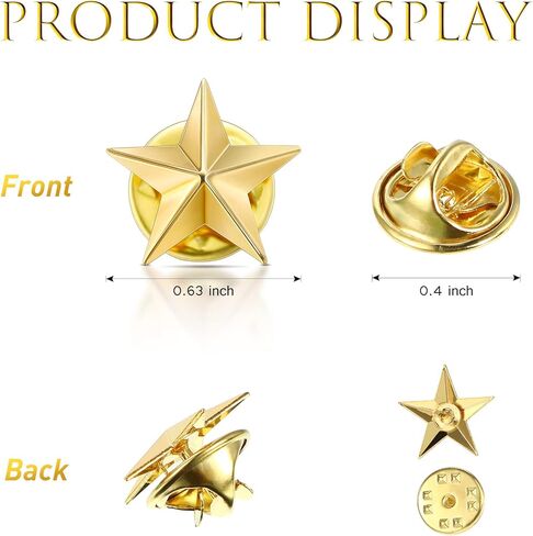 Kenning 60 Pieces Gold Star Pins Bulk Memorial Day Star Badge Lapel Pins Buttons Brooches for Backpacks Hats 4th of July Military Veterans Day Party Events in Kuwait
