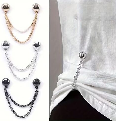 6PCS Magnetic Shirt Clips for Women, Adjustable Chain Clothing Clips No-Sew Magnetic Fasteners for Shirts, Sleeves, Skirts, Pants & Dress Waist Cinch Accessories in Kuwait