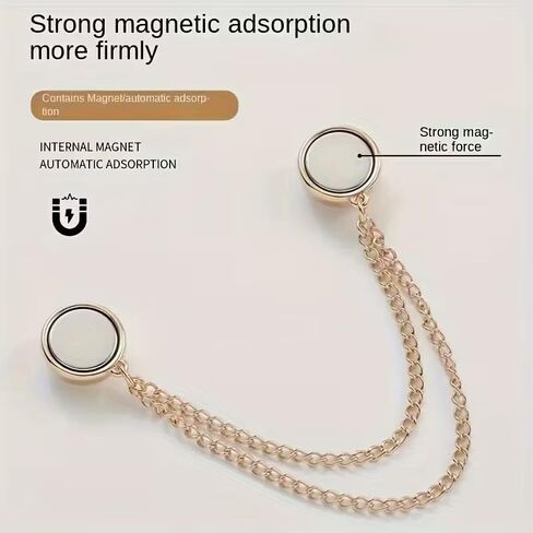 6PCS Magnetic Shirt Clips for Women, Adjustable Chain Clothing Clips No-Sew Magnetic Fasteners for Shirts, Sleeves, Skirts, Pants & Dress Waist Cinch Accessories in Kuwait