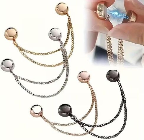 6PCS Magnetic Shirt Clips for Women, Adjustable Chain Clothing Clips No-Sew Magnetic Fasteners for Shirts, Sleeves, Skirts, Pants & Dress Waist Cinch Accessories in Kuwait