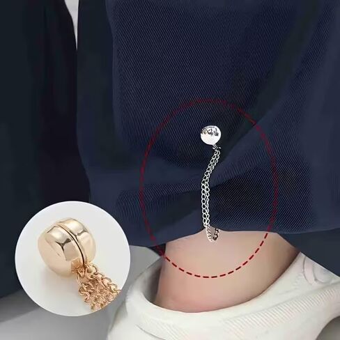 6PCS Magnetic Shirt Clips for Women, Adjustable Chain Clothing Clips No-Sew Magnetic Fasteners for Shirts, Sleeves, Skirts, Pants & Dress Waist Cinch Accessories in Kuwait