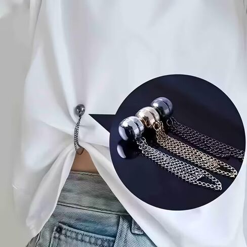 6PCS Magnetic Shirt Clips for Women, Adjustable Chain Clothing Clips No-Sew Magnetic Fasteners for Shirts, Sleeves, Skirts, Pants & Dress Waist Cinch Accessories in Kuwait