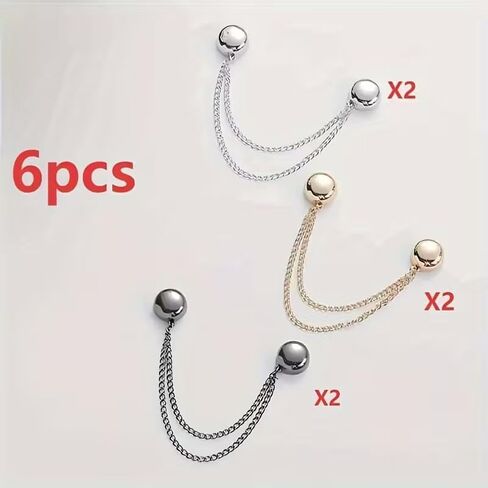 6PCS Magnetic Shirt Clips for Women, Adjustable Chain Clothing Clips No-Sew Magnetic Fasteners for Shirts, Sleeves, Skirts, Pants & Dress Waist Cinch Accessories in Kuwait