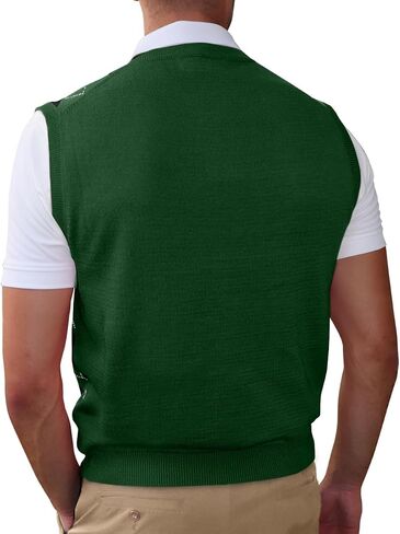V-Neck Argyle Golf Sweater Vests - GolfKnickers: Mens - Pullover - (EE-6Z) in Kuwait
