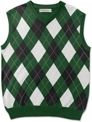 V-Neck Argyle Golf Sweater Vests - GolfKnickers: Mens - Pullover - (EE-6Z) in Kuwait