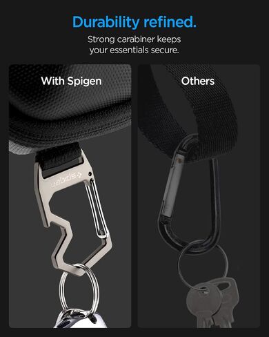حافظة نظارة شمسية Spigen Life ذات هيكل صلب مع حلقة تسلق وفتاحة زجاجات وقطعة قماش للتنظيف وحزام حزام - مناسبة عالميًا لـ Meta وRay-Ban وOakley ومعظم النظارات، للمشي لمسافات طويلة والسفر والحمل اليومي - أسود in Kuwait