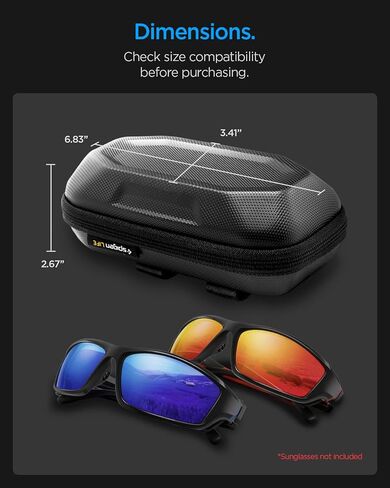 حافظة نظارة شمسية Spigen Life ذات هيكل صلب مع حلقة تسلق وفتاحة زجاجات وقطعة قماش للتنظيف وحزام حزام - مناسبة عالميًا لـ Meta وRay-Ban وOakley ومعظم النظارات، للمشي لمسافات طويلة والسفر والحمل اليومي - أسود in Kuwait
