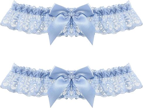 2 Pcs Blue Garters for Bride Lace Wedding Garter Set Leg Thigh Bridal Garter for Women Bridal Accessories in Kuwait