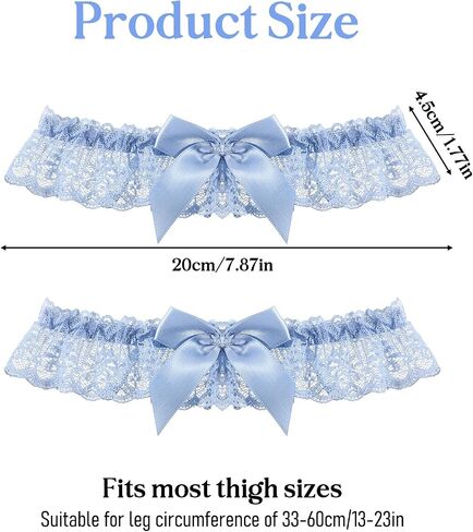 2 Pcs Blue Garters for Bride Lace Wedding Garter Set Leg Thigh Bridal Garter for Women Bridal Accessories in Kuwait