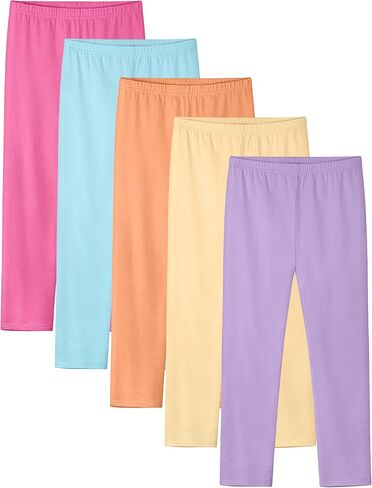 Girls Leggings Cotton Tights for Toddler Kids Stretchy Soft Yoga Pants Full Length Multipack Pull On Fall Winter in Kuwait
