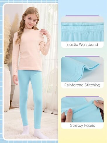 Girls Leggings Cotton Tights for Toddler Kids Stretchy Soft Yoga Pants Full Length Multipack Pull On Fall Winter in Kuwait