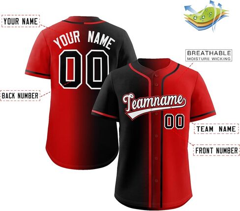 KXK Custom Gradient Baseball Jersey Stitched/Printed Personalized Team Name Number Sports Uniform for Men Women Youth in Kuwait