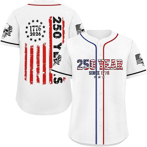 250 Anniversary USA Baseball Jersey Shirt Patriotic America Anniversary 250th American Flag Skull Freedom Shirt in Saudi Arabia