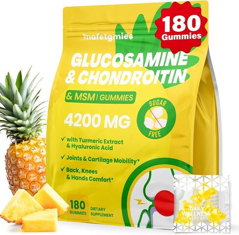 Glucosamine Chondroitin Gummies, 4200mg Extra Strength Joint Supplements Glucosamine Chondroitin with MSM & Elderberry for Joint Health, Flexibility, Immune Support for Adults, Men & Women, 180 Count in Saudi Arabia