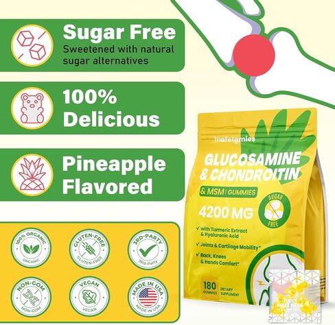 Glucosamine Chondroitin Gummies, 4200mg Extra Strength Joint Supplements Glucosamine Chondroitin with MSM & Elderberry for Joint Health, Flexibility, Immune Support for Adults, Men & Women, 180 Count in Saudi Arabia