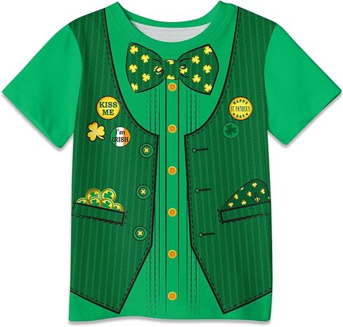 BesserBay Boys Girls St. Patrick’s Shamrock Tee Mardi Gras Masquerade Short Sleeve Shirts 4-14 Years in Kuwait