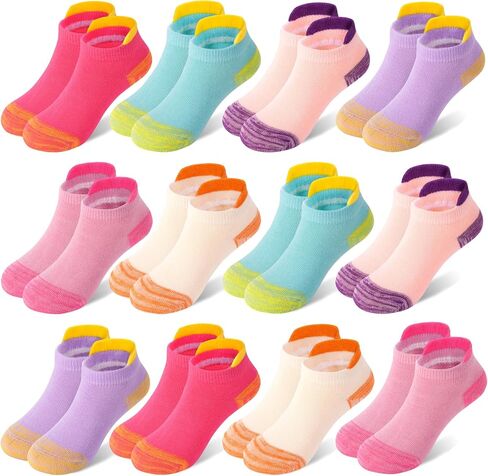 12 Pairs Girls Socks Ankle Athletic Socks Cotton Sports Sock School Sock For Little Big Kids 1-14 Years in Saudi Arabia