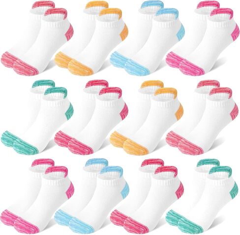 12 Pairs Girls Socks Ankle Athletic Socks Cotton Sports Sock School Sock For Little Big Kids 1-14 Years in Saudi Arabia