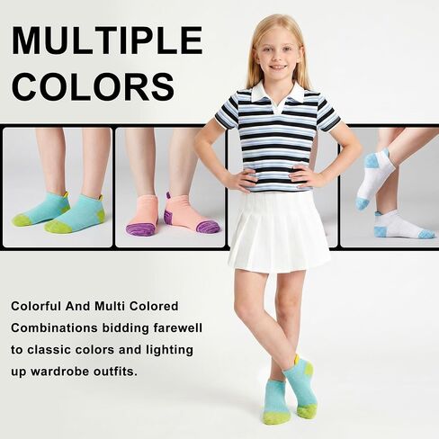 12 Pairs Girls Socks Ankle Athletic Socks Cotton Sports Sock School Sock For Little Big Kids 1-14 Years in Saudi Arabia