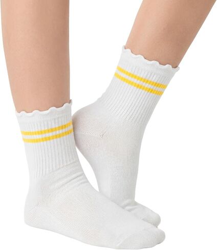 Stelle Girls Socks Ruffle Socks for Girls Cotton Striped Crew Sock Girls Athletic Socks in Kuwait