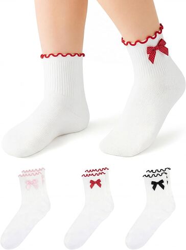 Stelle Girls Socks Ruffle Socks for Girls Cotton Striped Crew Sock Girls Athletic Socks in Kuwait