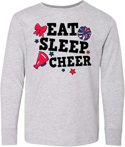 تي شيرت Inktastic Cheerleading Eat Sleep Cheer للشباب بأكمام طويلة in Kuwait