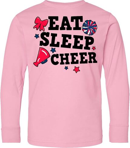 تي شيرت Inktastic Cheerleading Eat Sleep Cheer للشباب بأكمام طويلة in Kuwait