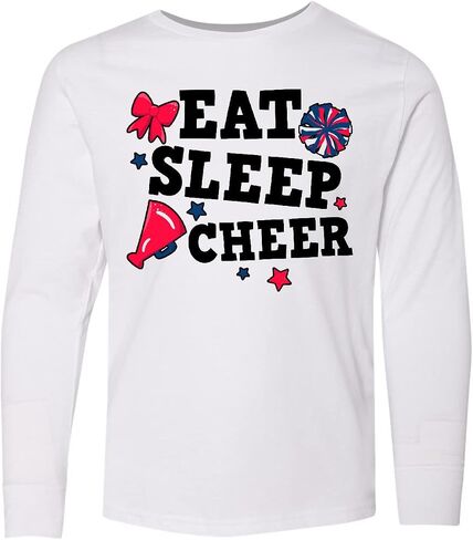 تي شيرت Inktastic Cheerleading Eat Sleep Cheer للشباب بأكمام طويلة in Kuwait