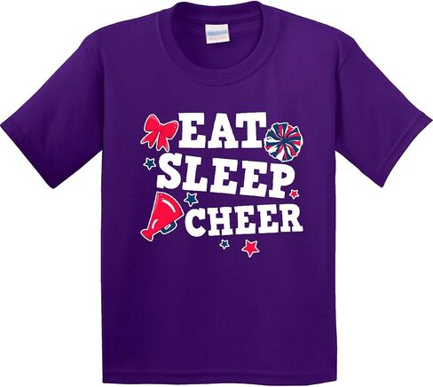 inktastic Cheerleading Eat Sleep Cheer White Youth T-Shirt in Kuwait