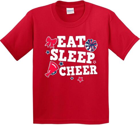 inktastic Cheerleading Eat Sleep Cheer White Youth T-Shirt in Kuwait