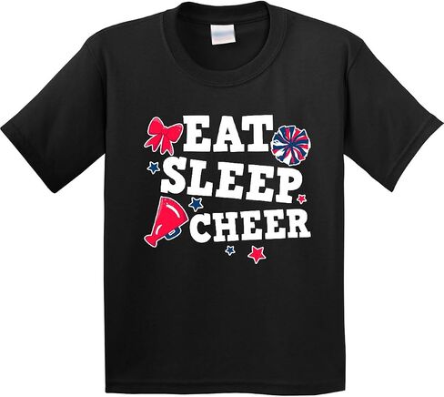 inktastic Cheerleading Eat Sleep Cheer White Youth T-Shirt in Kuwait