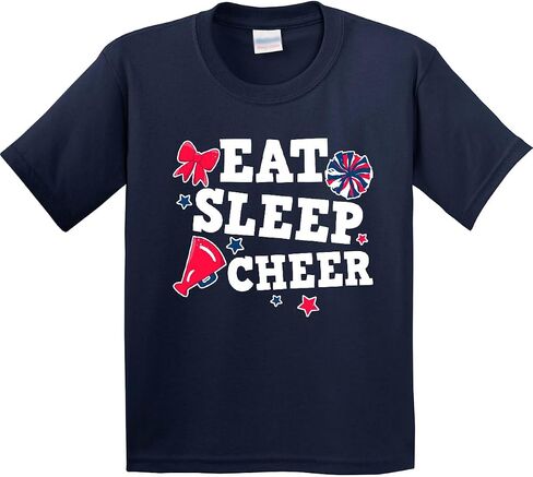 inktastic Cheerleading Eat Sleep Cheer White Youth T-Shirt in Kuwait