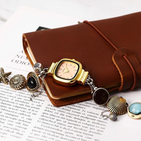 Avaner Women's Choker Watches Necklace: Vintage Retro Handmade Gold Silver Square Boho Style Stainless Steel Analog Quartz Pendant Necklace Watch for Party Costumes in Kuwait