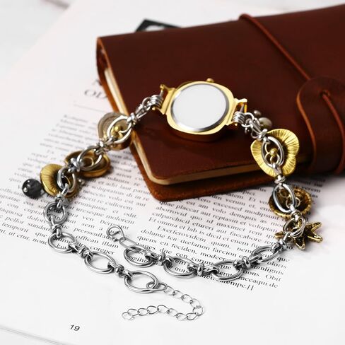 Avaner Women's Choker Watches Necklace: Vintage Retro Handmade Gold Silver Square Boho Style Stainless Steel Analog Quartz Pendant Necklace Watch for Party Costumes in Kuwait