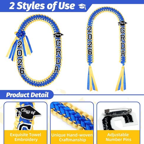 التخرج Leis 2026، Grad 2026 Money Ribbon Lei، قلادات مضفرة للتخرج DIY لحفلات تخرج الكلية الثانوية ومستلزمات الحفلات in Kuwait