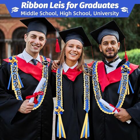 التخرج Leis 2026، Grad 2026 Money Ribbon Lei، قلادات مضفرة للتخرج DIY لحفلات تخرج الكلية الثانوية ومستلزمات الحفلات in Kuwait
