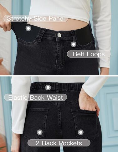 FABRACK Women's Maternity Jeans Wide Leg Jeans Expandable Waist Straight Denim Pants for Pregnancy and Postpartum in Saudi Arabia