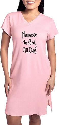 CafePress Namaste In Bed All Day Women's Nightshirt, Soft Long Pajama Shirt, Cotton PJs/Pyjamas in Kuwait