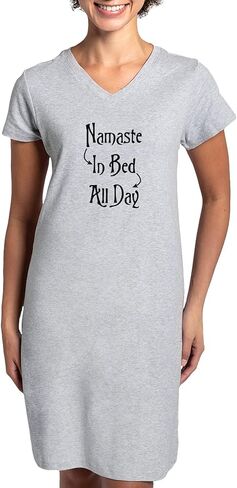 CafePress Namaste In Bed All Day Women's Nightshirt, Soft Long Pajama Shirt, Cotton PJs/Pyjamas in Kuwait