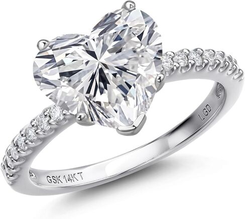 Gem Stone King 1-5 Carat IGI Certified Lab Grown Diamond Engagement Ring in 14K White Gold | D-E Color | VS1-VS2 Clarity | Promise Anniversary Wedding Ring for Women in Kuwait