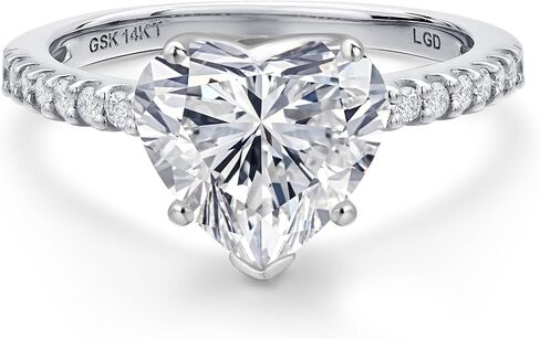 Gem Stone King 1-5 Carat IGI Certified Lab Grown Diamond Engagement Ring in 14K White Gold | D-E Color | VS1-VS2 Clarity | Promise Anniversary Wedding Ring for Women in Kuwait
