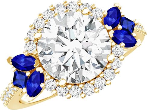 خاتم خطوبة من الماس عيار 3 قيراط معتمد مع ياقوت أزرق، جودة Ef-Vs (مثالي للهدايا) in Kuwait