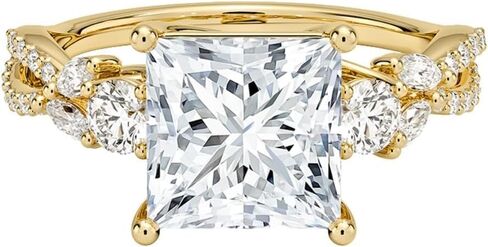 1-5 Carat Princess Cut Moissanite Engagement Ring for Women, E-F Colorless VVS1 Moissanite Vine Twisted Infinity Band, Solid 10k/14k/18k Gold With Gold Purity XRF Report Card or 925 Sterling Silver, Bridal Christmas Promise vintage styles Ring in Saudi Arabia